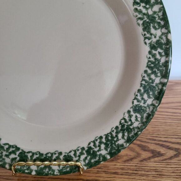 Workshops of Gerald E. Henn Pottery Green Roseville Spongeware Holiday Plate VTG - Picture 4 of 14